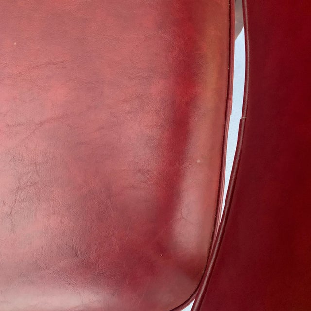 Wood Mid-Century Modern Gunlocke Red Vinyl Wooden Office Chair For Sale - Image 7 of 12