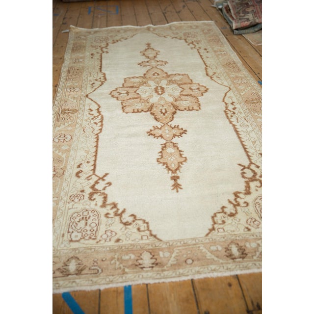 Ivory Vintage Distressed Oushak Rug Runner - 4'3" x 9' For Sale - Image 8 of 12