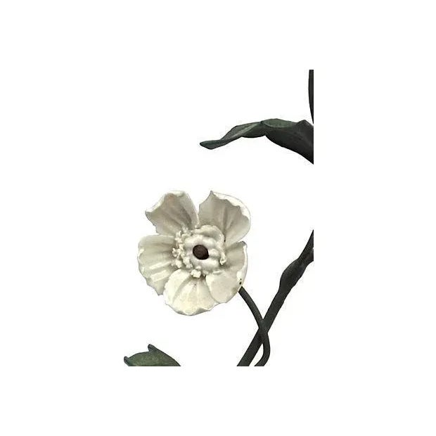 Antique Tole & Porcelain Floral Candle Sconce For Sale - Image 4 of 5
