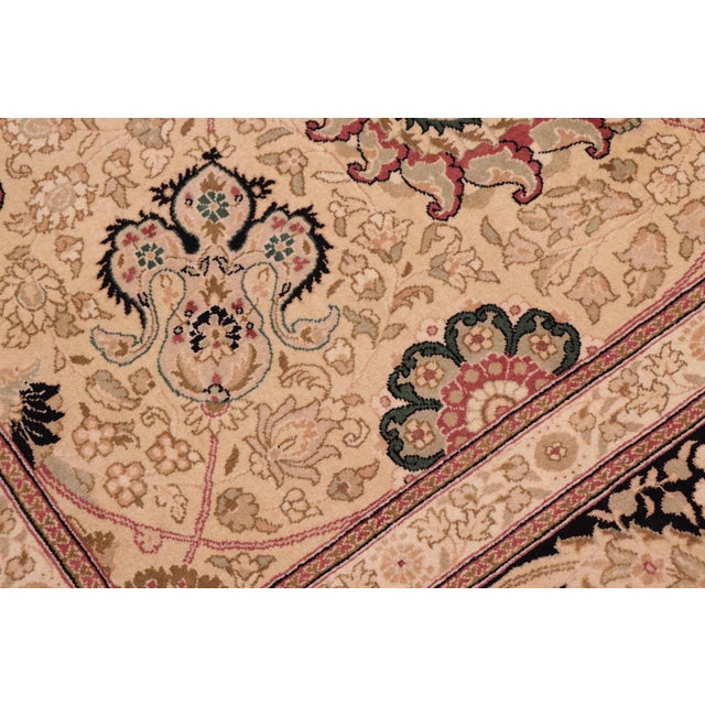 Shabby Chic Elegant Pak-Persian Beige/Black Wool Rug - 9'1'' X 12'6'' For Sale - Image 3 of 9