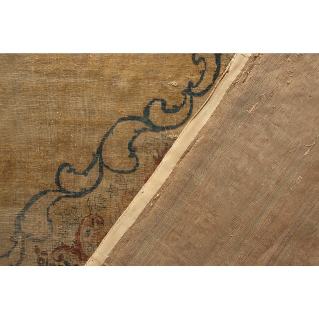 1920s Hand-Knotted Antique Tabriz Persian Rug, Gold and Beige-Brown Medallion Pattern For Sale - Image 5 of 5