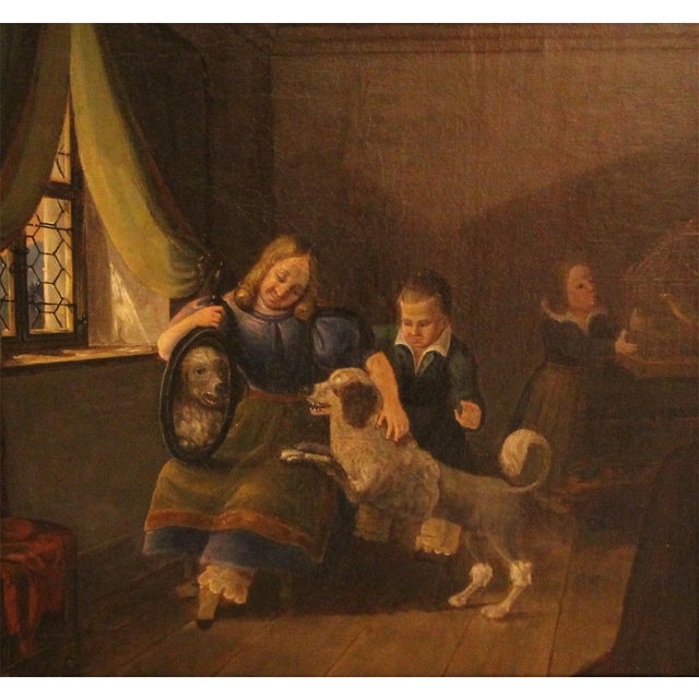 Dutch Family Scene, 17th Century, Oil Painting on Canvas, Framed For Sale - Image 12 of 12