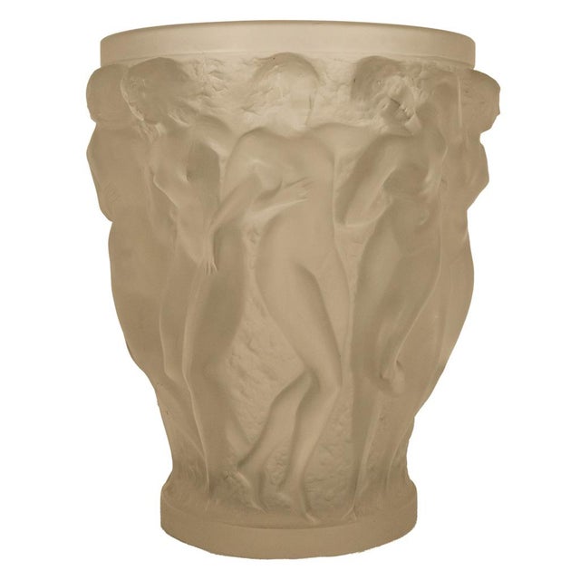Glass Rene Lalique Large Art Deco Opalescent Glass Crystal Vase Bacchantes Signed 1927 For Sale - Image 7 of 18