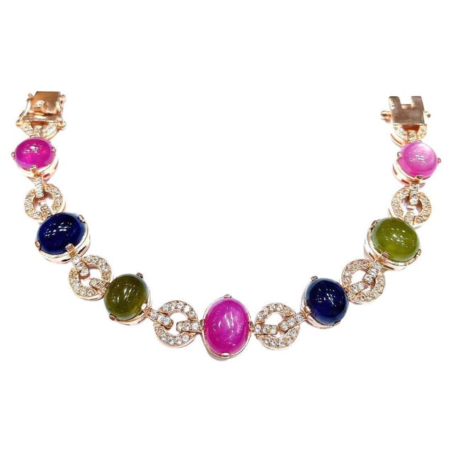 Bochic "Capri" Vintage Ruby & Multi Color Fancy Sapphire Bracelet - 18K & Silver For Sale - Image 15 of 18