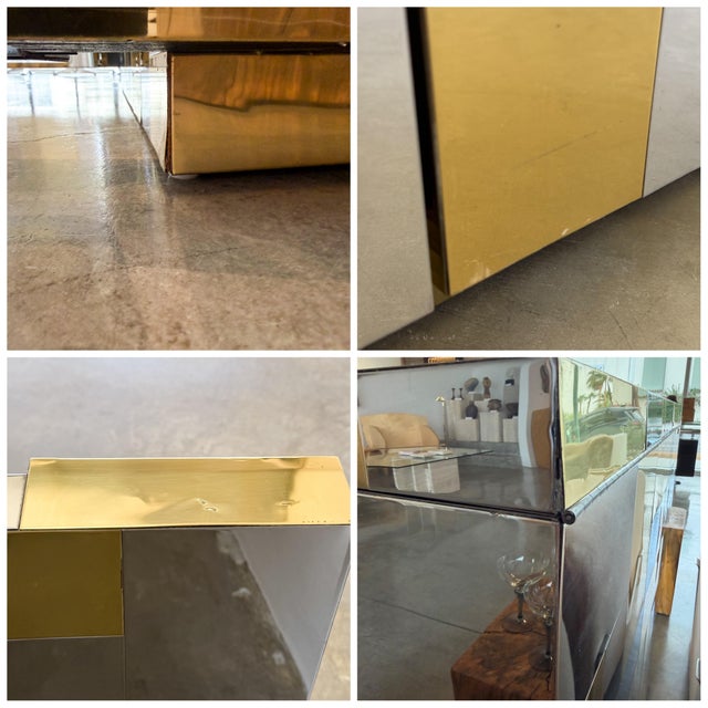 1970s Paul Evans Cityscape Chrome and Brass Bar Cabinet For Sale - Image 10 of 12