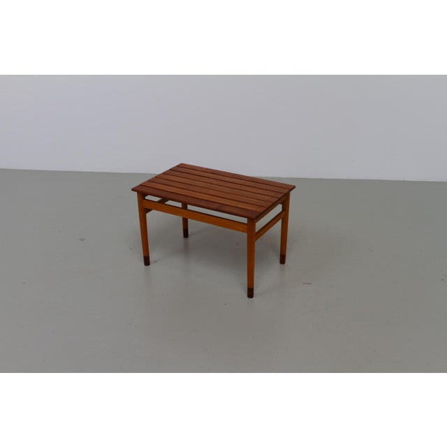 Danish Modern Bench or Table in Teak and Beech, 1950s. Scandinavian Mid-Century Modern table or bench with frame in beech...