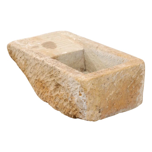 19th Century Carved Stone Sink with Drainboard For Sale