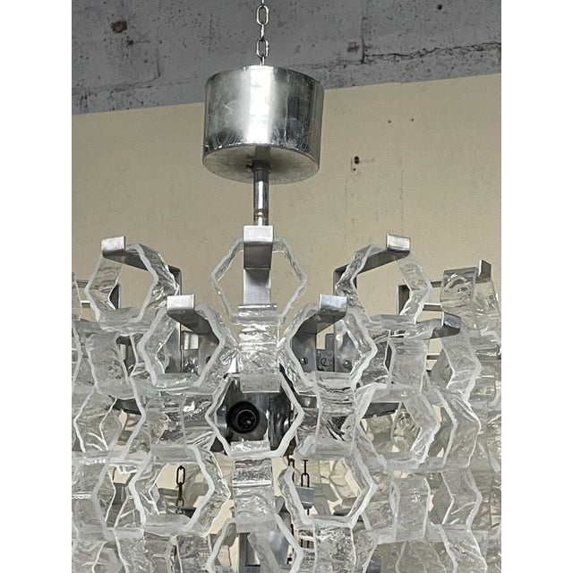 Cascade Chandelier with Hexagonal Glass attributed to Av Mazzega, 1970s For Sale - Image 11 of 18