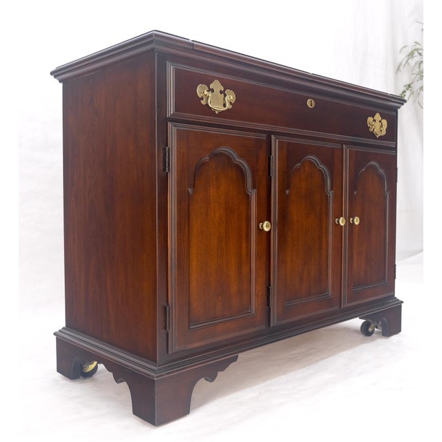 Late 20th Century Flip Top Serving Bar cabinet Solid Cherry Bracket Feet MINT For Sale - Image 5 of 18