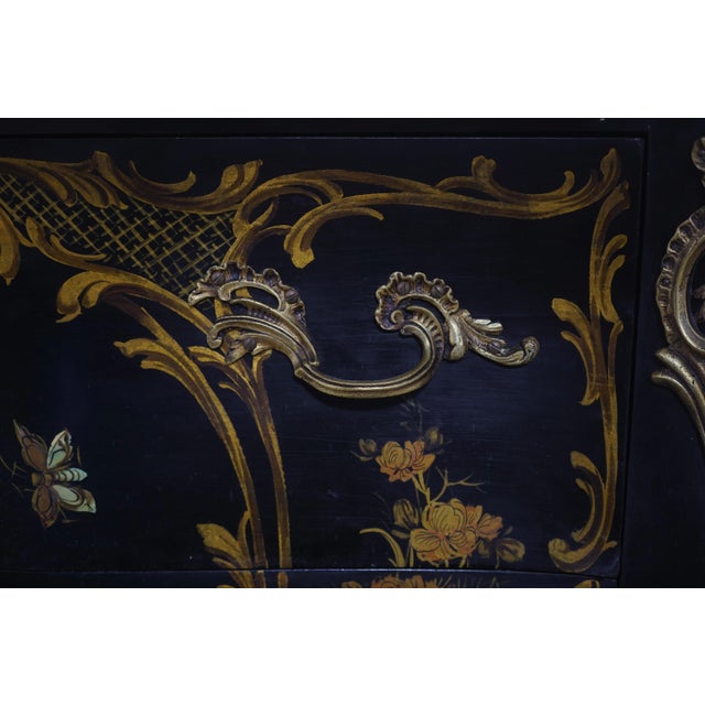Vintage French Louis XV Style Chinoiserie Painted Commode Chest For Sale - Image 13 of 18