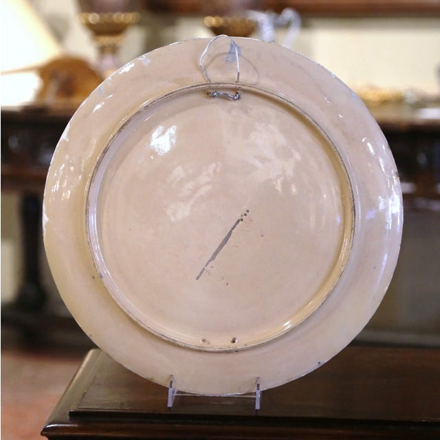 Ceramic Mid-Century French Hand Painted Ceramic Barbotine Floral Platter, Signed Lefranc For Sale - Image 7 of 7