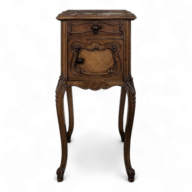Wood Louis XV Bedside Table in Walnut For Sale - Image 7 of 7