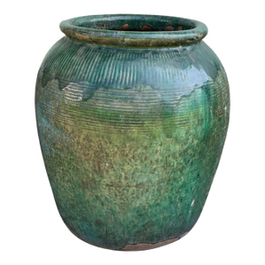 Antique Chinese Green Glazed Ceramic Soy Sauce Jar, C. 1900
