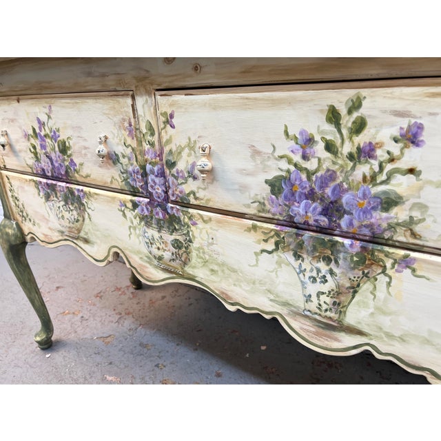 Vintage Hand Painted Floral Console/Entry Table by Habersham For Sale - Image 12 of 17