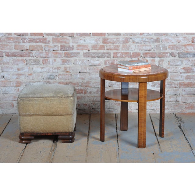 Brown Small Czech Art Deco Table in Walnut Veneer and Marble, 1920s For Sale - Image 8 of 10