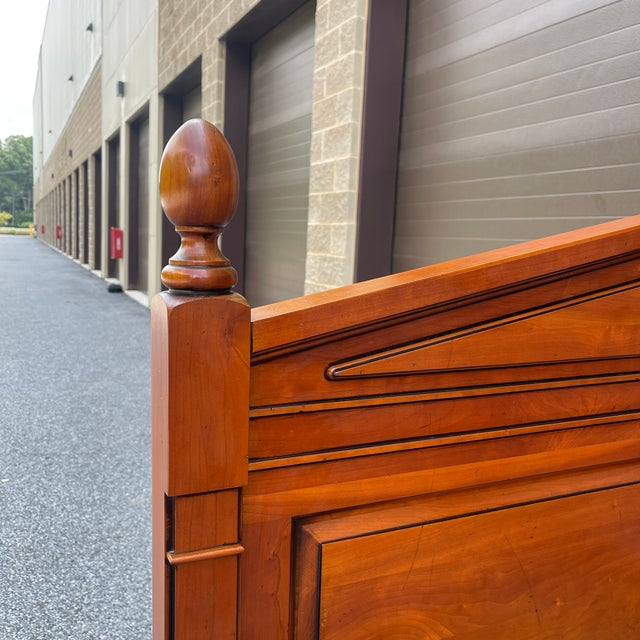 Late 20th Century Vintage Harden Solid Cherry Traditional Biedermeier Queen Panel Bed For Sale - Image 5 of 17