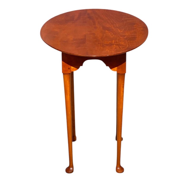 Late 20th Century Eldred Wheeler Tiger Maple Small Oval Tea Table For Sale - Image 11 of 12