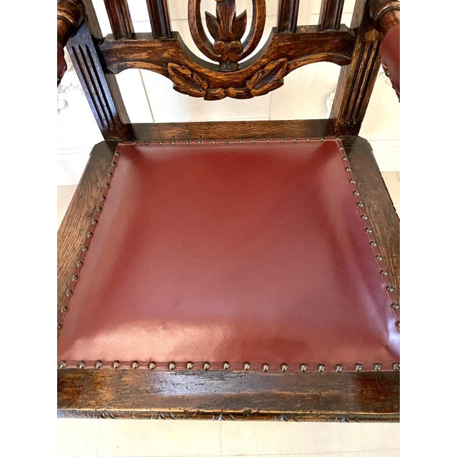 Brown Large Victorian Carved Oak Armchair, 1860s For Sale - Image 8 of 16