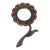 Vintage Brass Floral Hand Mirror With Red Glass Cabochons, Art Nouveau Style For Sale