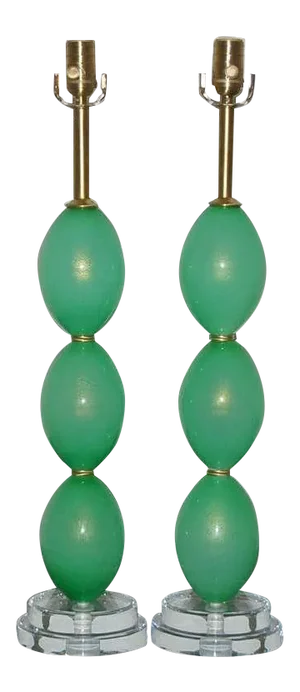 Vintage Murano Glass Lamps Green