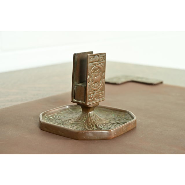 Art Deco Tiffany Studios New York Zodiac Pattern Bronze Match Box Holder For Sale - Image 3 of 12