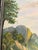 Blue Vintage Folk Art Landscape Painting in Ornate Carved Frame For Sale - Image 8 of 10