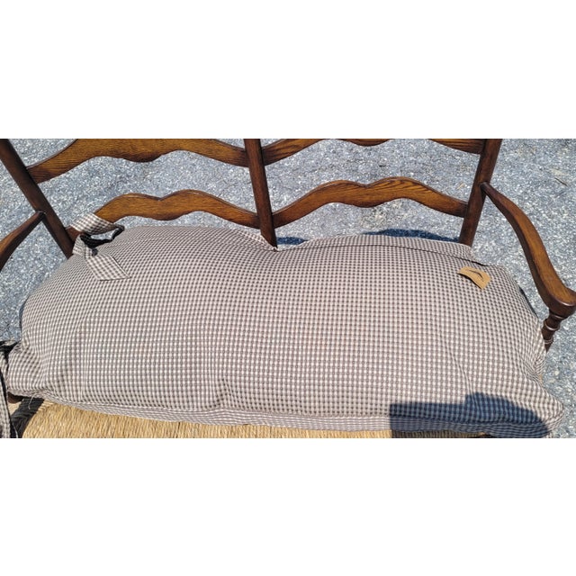 French Market Collection Country Rush Seat Bench For Sale - Image 10 of 17