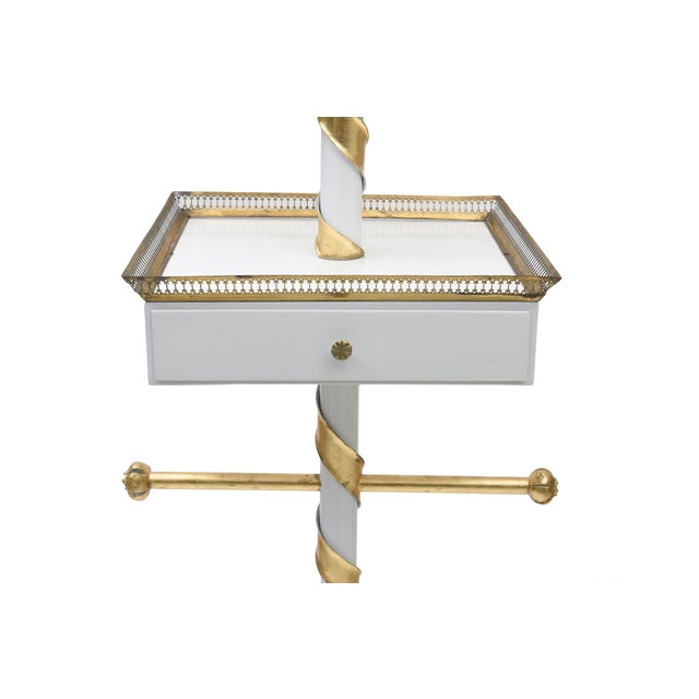 Mid-Century Modern Mid Century Modern Italian Swivel MIrror Stand by Mingazzi, Gold Leaf, Brass and Lacquered Wood For Sale - Image 3 of 11