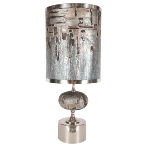 French Mid-Century Modern Handmade Painted Table Lamp with Nickel Fittings