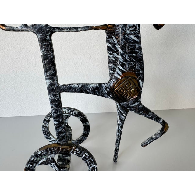 Metal Vintage Frederic Weinberg Style Etruscan Horse Chariot Sculpture/Sold For Sale - Image 7 of 9