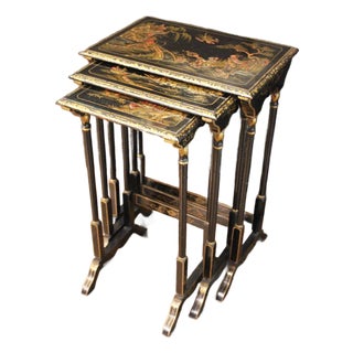 Circa 1900 English Edwardian Nest of Three Lacquer Tables For Sale