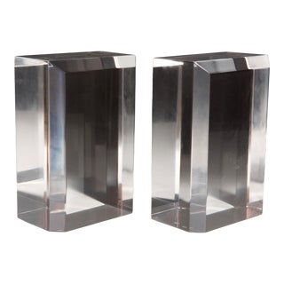 Ritts Astrolite Lucite Faceted Bookends - a Pair For Sale