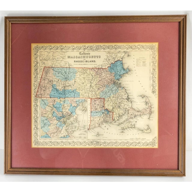 19th Century American Lithograph Map of Massachusetts and Rhode Island For Sale - Image 12 of 12