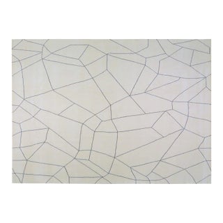 Moroccan Azilal White Hand Knotted Wool Rug,9X12'1 For Sale