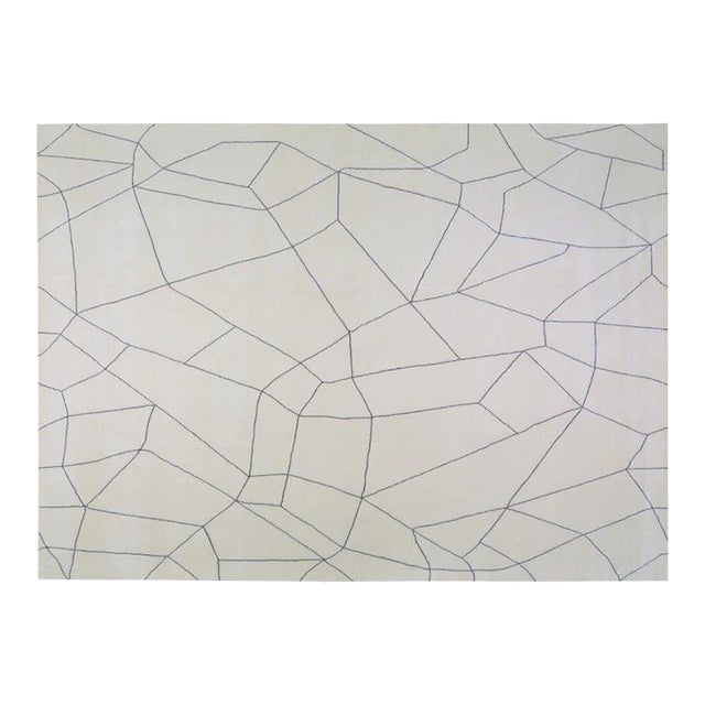 Moroccan Azilal White Hand Knotted Wool Rug,9X12'1 For Sale