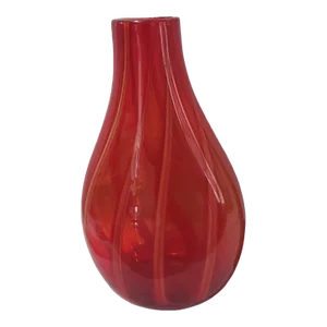 Mid-Century Modern Art Glass Hand Blown Red Vase