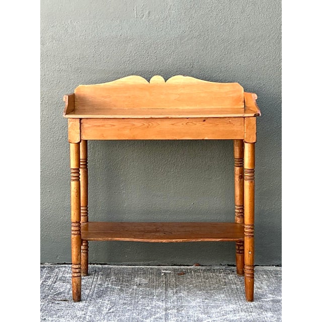 Tan Vintage Turned Wood Pine Sideboard For Sale - Image 8 of 12