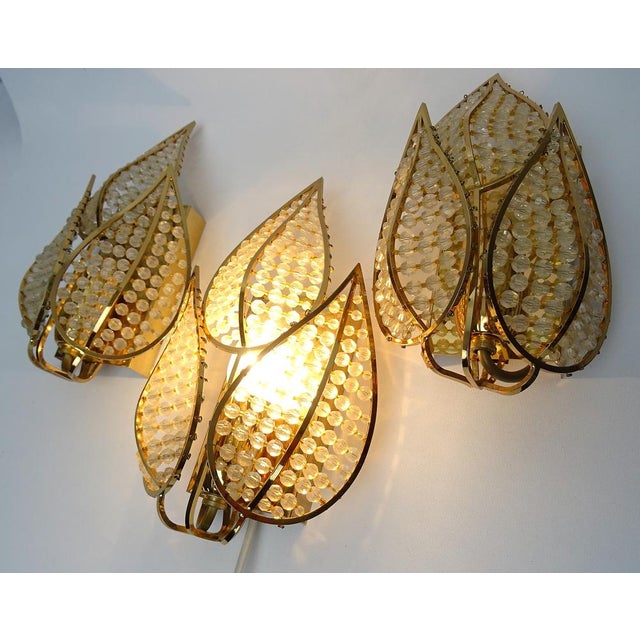 Metal Wall Lamp in Crystal Glass & Gold-Plated Brass from Palwa, 1960s For Sale - Image 7 of 14