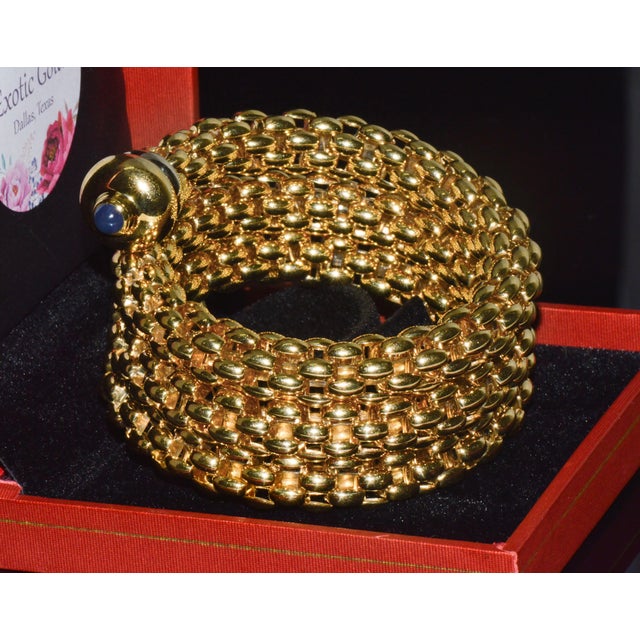 Late 20th Century Italian Fope Flex’it Blue Sapphire Woven Triple Wrap Bangle Bracelet in 18k Yellow & White Gold For Sale - Image 10 of 15