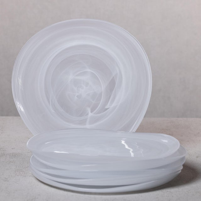 2020s Reneta Alabaster Glass Plates, Set of 6, 11.5" For Sale - Image 5 of 6