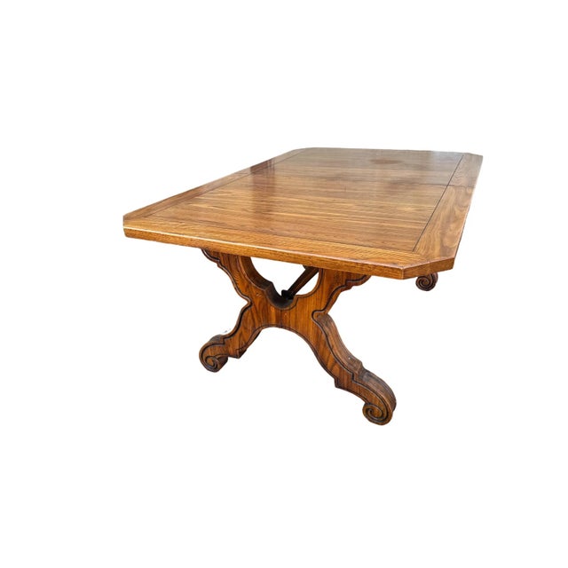 Henry Link 'Majorca' Spanish Style Lyre Leg Oak 102" Extension Refectory Table - Vintage Mid 20th Century For Sale - Image 10 of 10