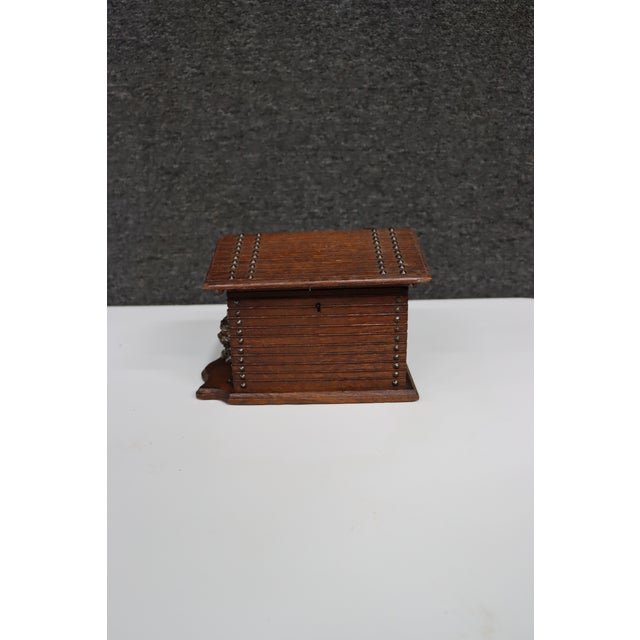 Brown Antique Black Forest Carved Wooden Cigar Humidor Box For Sale - Image 8 of 13