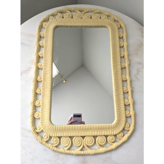 1970s Large Vintage Polynesian Style Rattan Wall Mirror For Sale - Image 4 of 7