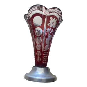 Vintage 1920s Ruby Crystal Red Vase