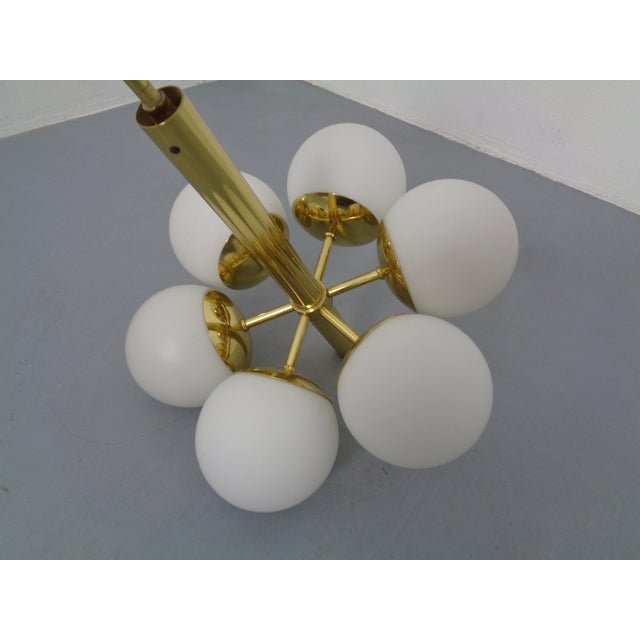 Sputnik Brass and Glass Ceiling Chandelier from Kaiser Idell / Kaiser Leuchten, Germany, 1960s For Sale - Image 18 of 18