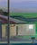 Evening Shed captures a tranquil suburban scene at dusk, where soft hues of blue and green blend harmoniously to evoke a...
