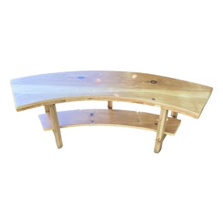 Curved Handcrafted Wood Bench For Sale