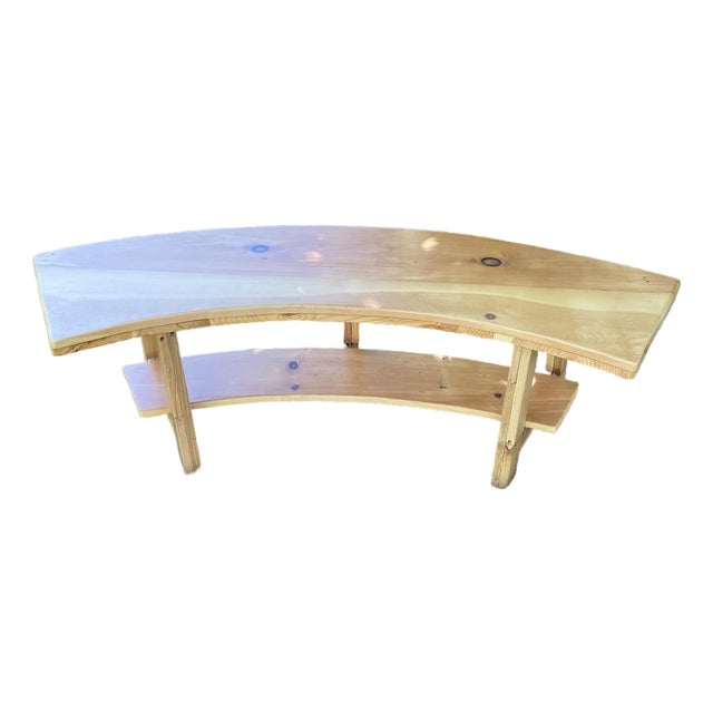 Curved Handcrafted Wood Bench For Sale