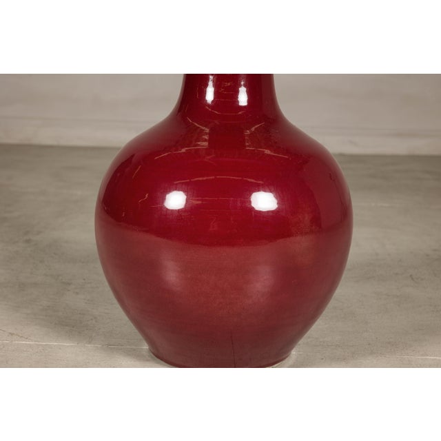 Vintage Chinese Oxblood Porcelain Vase with Long Neck and Baluster Form For Sale - Image 11 of 16