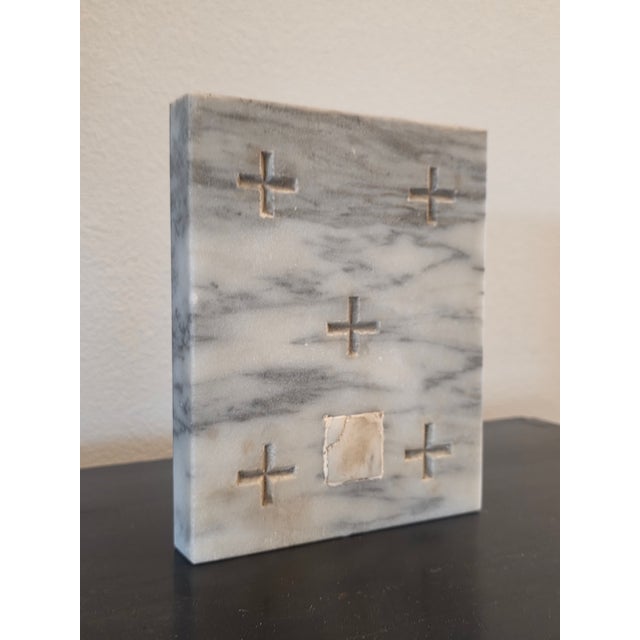 Classical Roman Antique Carved Marble Roman Catholic Church Reliquary Altar Stone Plaque For Sale - Image 3 of 18